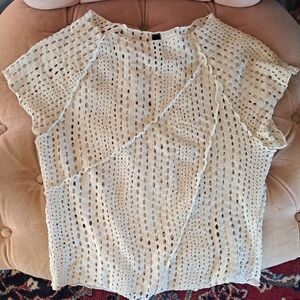 Divided Cream Crochet Crop Top
